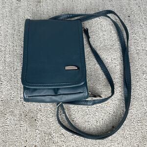 Vintage Travelon Blue Leather Travel Wallet/Crossbody Bag EUC!